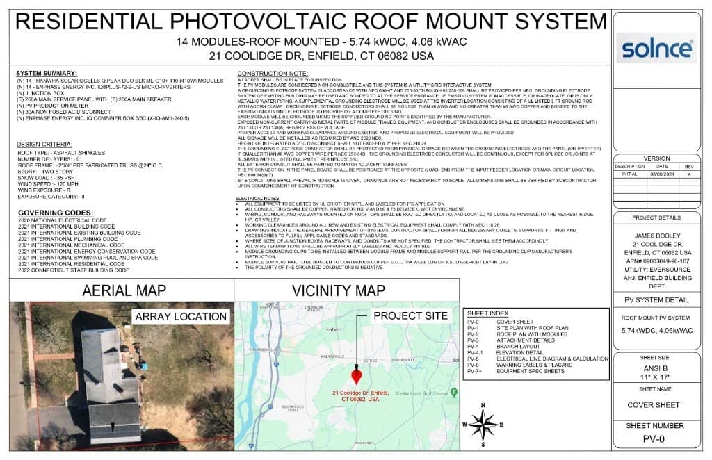 Residential plan set cover sheet