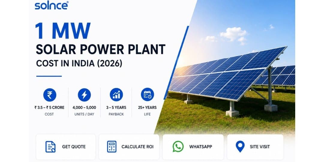 1 MW Solar Power Plant Cost in India (2026): Investment, ROI and Profit Guide